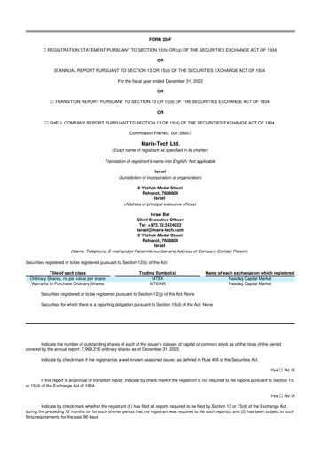 Thumbnail Maris Tech 20-F Annual Report 2022
