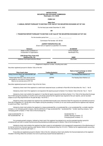 Thumbnail Jasper Therapeutics 10-K Annual Report 2022