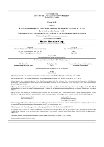 Thumbnail Siebert Financial 10-K Annual Report 2022