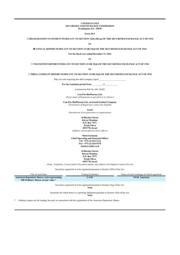 Thumbnail Can Fite Biopharma
 20-F Annual Report 2022