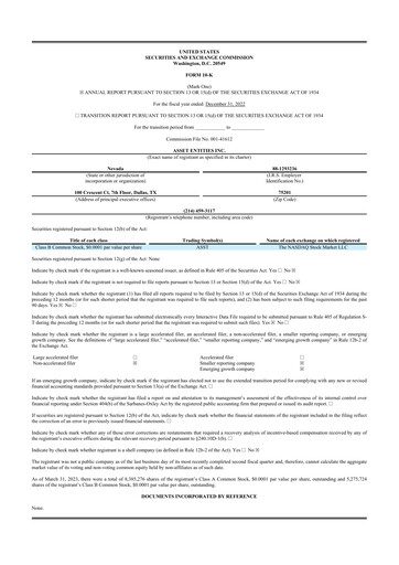 Vorschaubild Asset Entities 10-K Jahresbericht 2022