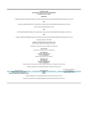 Thumbnail Inspira Technologies 20-F Annual Report 2022