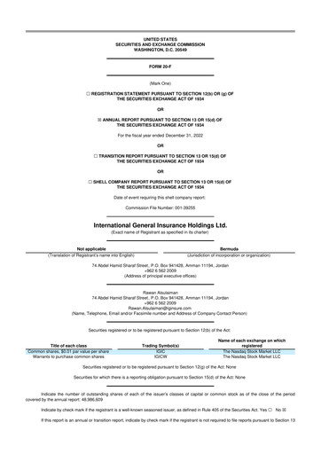 Thumbnail International General Insurance Holdings Ltd. 20-F Annual Report 2022