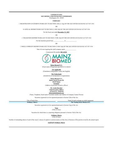 Thumbnail Mainz Biomed 20-F Annual Report 2022