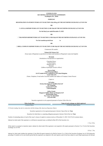 Vorschaubild Tiziana Life Sciences 20-F Jahresbericht 2022