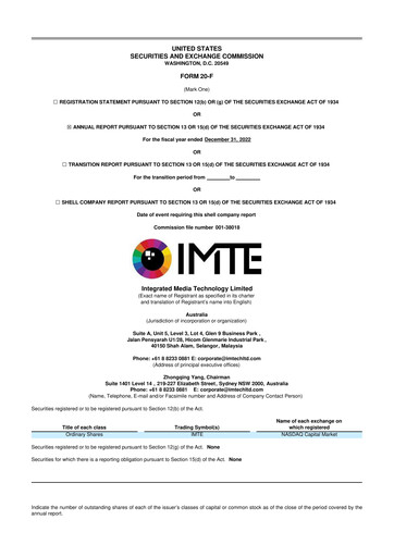 Thumbnail Integrated Media Technology Limited 20-F Annual Report 2022