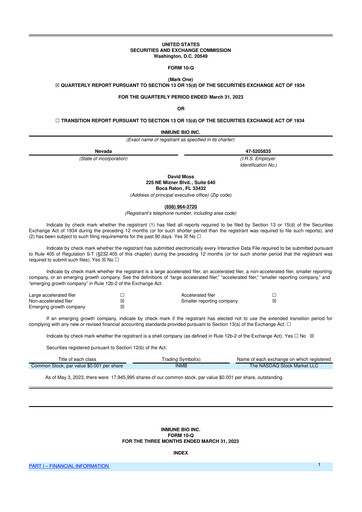 Thumbnail INmune Bio 10-Q Quarterly Report FY 