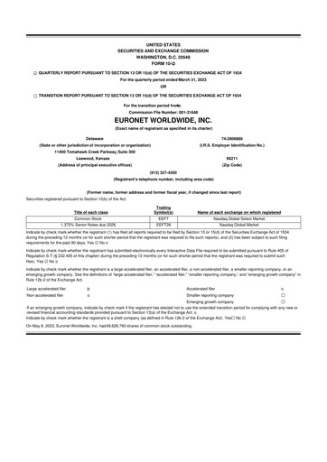 Vorschaubild Euronet Worldwide
 10-Q Quartalsbericht 2023 