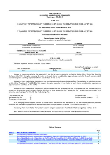 Thumbnail Palmer Square Capital BDC 10-Q Quarterly Report FY2023 