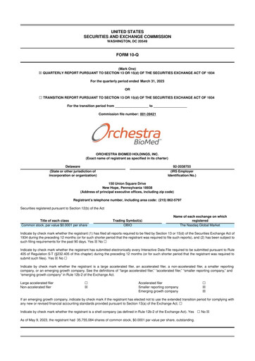 Vorschaubild Orchestra BioMed  10-Q Quartalsbericht  