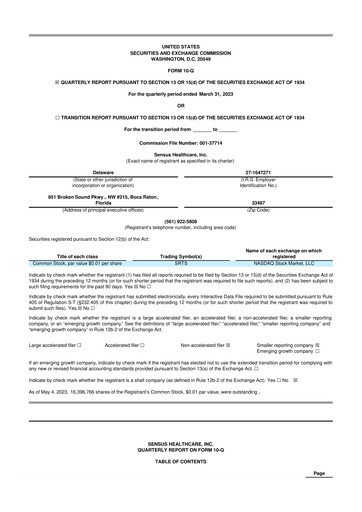 Thumbnail Sensus Healthcare 10-Q Quarterly Report FY2023 