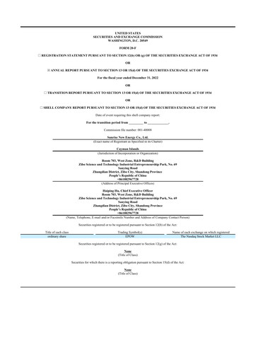 Thumbnail Sunrise New Energy 20-F Annual Report 2022