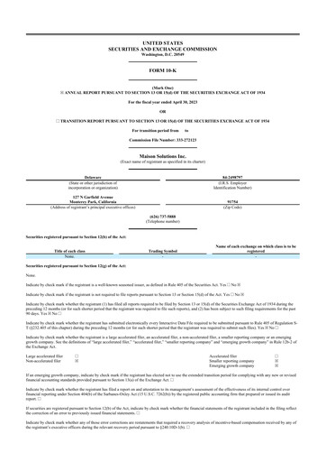 Thumbnail Maison Solutions 10-K Annual Report 2023