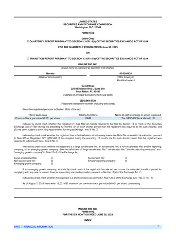 Thumbnail INmune Bio 10-Q Quarterly Report FY 