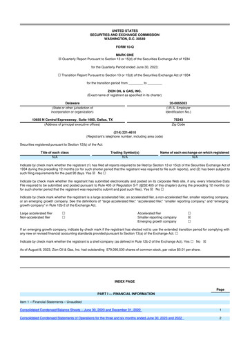 Miniature Zion Oil & Gas 10-Q Rapport trimestriel 2023 