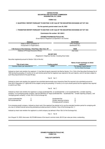 Thumbnail Oramed Pharmaceuticals 10-Q Quarterly Report FY2023 