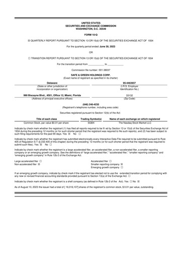 Vorschaubild Safe & Green Holdings 10-Q Quartalsbericht 2023 