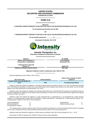 Miniature Intensity Therapeutics 10-Q Rapport trimestriel 2023 