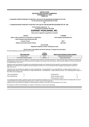 Vorschaubild Euronet Worldwide
 10-Q Quartalsbericht 2023 