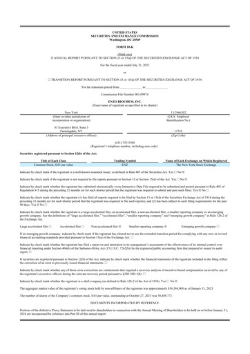 Thumbnail Enzo Biochem 10-K Annual Report 2023