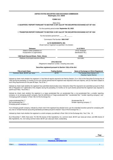 Vorschaubild Alto Ingredients 10-Q Quartalsbericht 2023 
