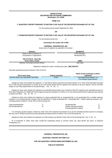 Thumbnail Cadrenal Therapeutics 10-Q Quarterly Report FY2023 