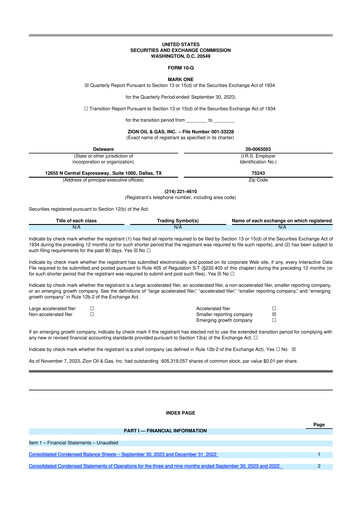 Miniature Zion Oil & Gas 10-Q Rapport trimestriel 2023 