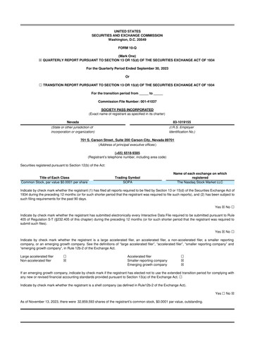 Thumbnail Society Pass 10-Q Quarterly Report FY2023 