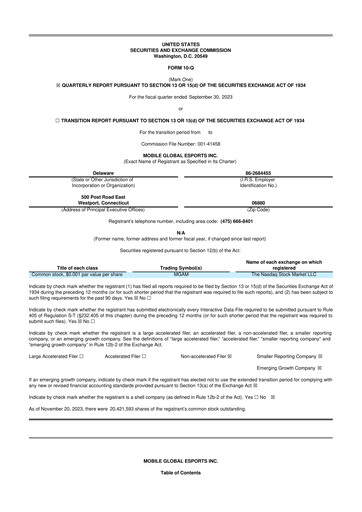 Vorschaubild Mobile Global Esports (Mogo) 10-Q Quartalsbericht 2023 