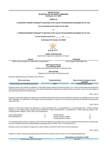 Miniature Agrify 10-Q Rapport trimestriel 2023 