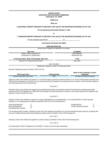 Thumbnail Enzo Biochem 10-Q Quarterly Report FY 