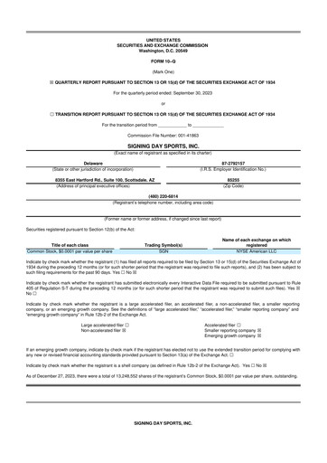 Thumbnail Signing Day Sports 10-Q Quarterly Report FY 