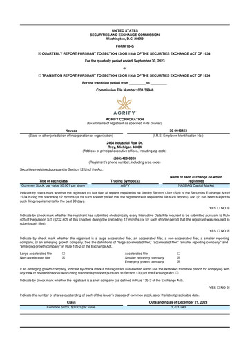 Miniature Agrify 10-Q Rapport trimestriel 2023 
