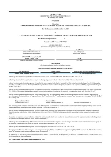 Miniature Longeveron 10-K Rapport annuel 2023