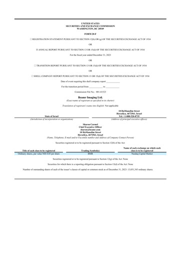 Thumbnail Beamr Imaging 20-F Annual Report 2023