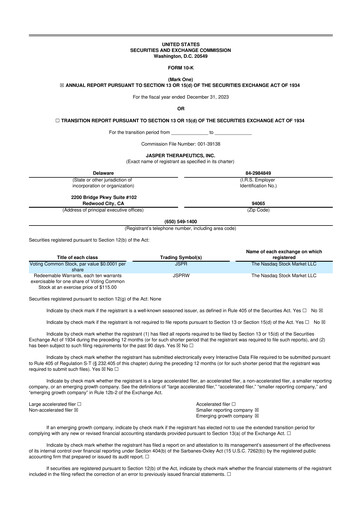 Thumbnail Jasper Therapeutics 10-K Annual Report 2023