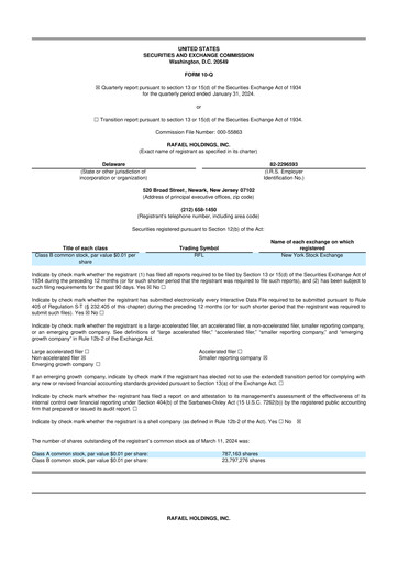 Vorschaubild Rafael Holdings 10-Q Quartalsbericht  