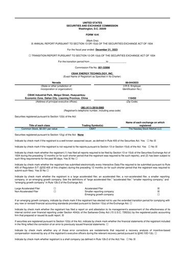 Miniature CBAK Energy Technology 10-K Rapport annuel 2023