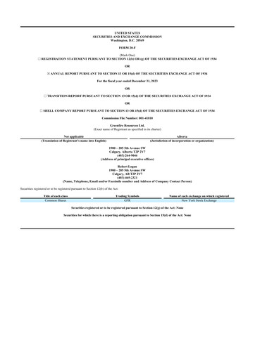 Thumbnail Greenfire Resources 20-F Annual Report 2023