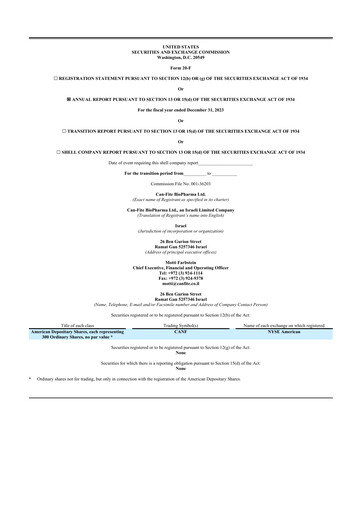 Thumbnail Can Fite Biopharma
 20-F Annual Report 2023