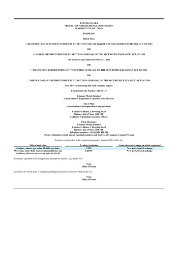 Vorschaubild Lifezone Metals 20-F Jahresbericht 2023