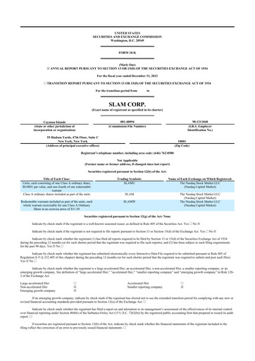 Miniature Slam Corp 10-K Rapport annuel 2023