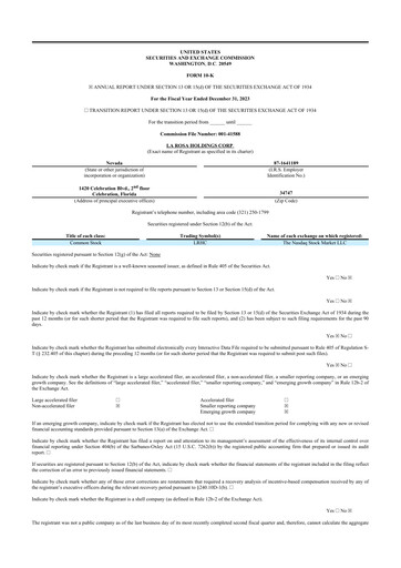 Thumbnail La Rosa Holdings 10-K Annual Report 2023