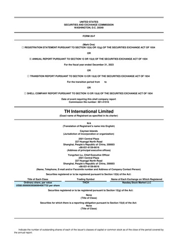 Vorschaubild TH International (Tims China) 20-F Jahresbericht 2023