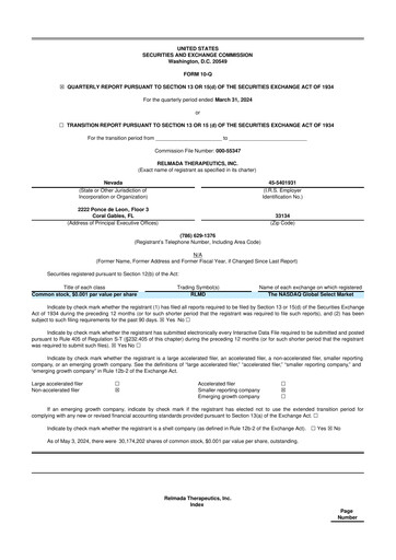 Miniature Relmada Therapeutics 10-Q Rapport trimestriel 2024 