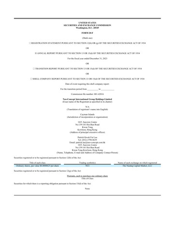 Thumbnail Neo-Concept International Group 20-F Annual Report 2023