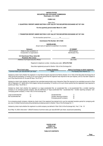 Miniature Gaxos.ai 10-Q Rapport trimestriel 2024 