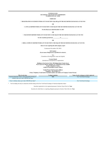 Thumbnail SOS Limited 20-F Annual Report 2023