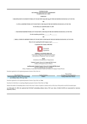 Thumbnail Formula Systems
 20-F Annual Report 2023