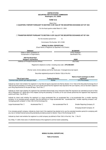 Vorschaubild Mobile Global Esports (Mogo) 10-Q Quartalsbericht 2024 